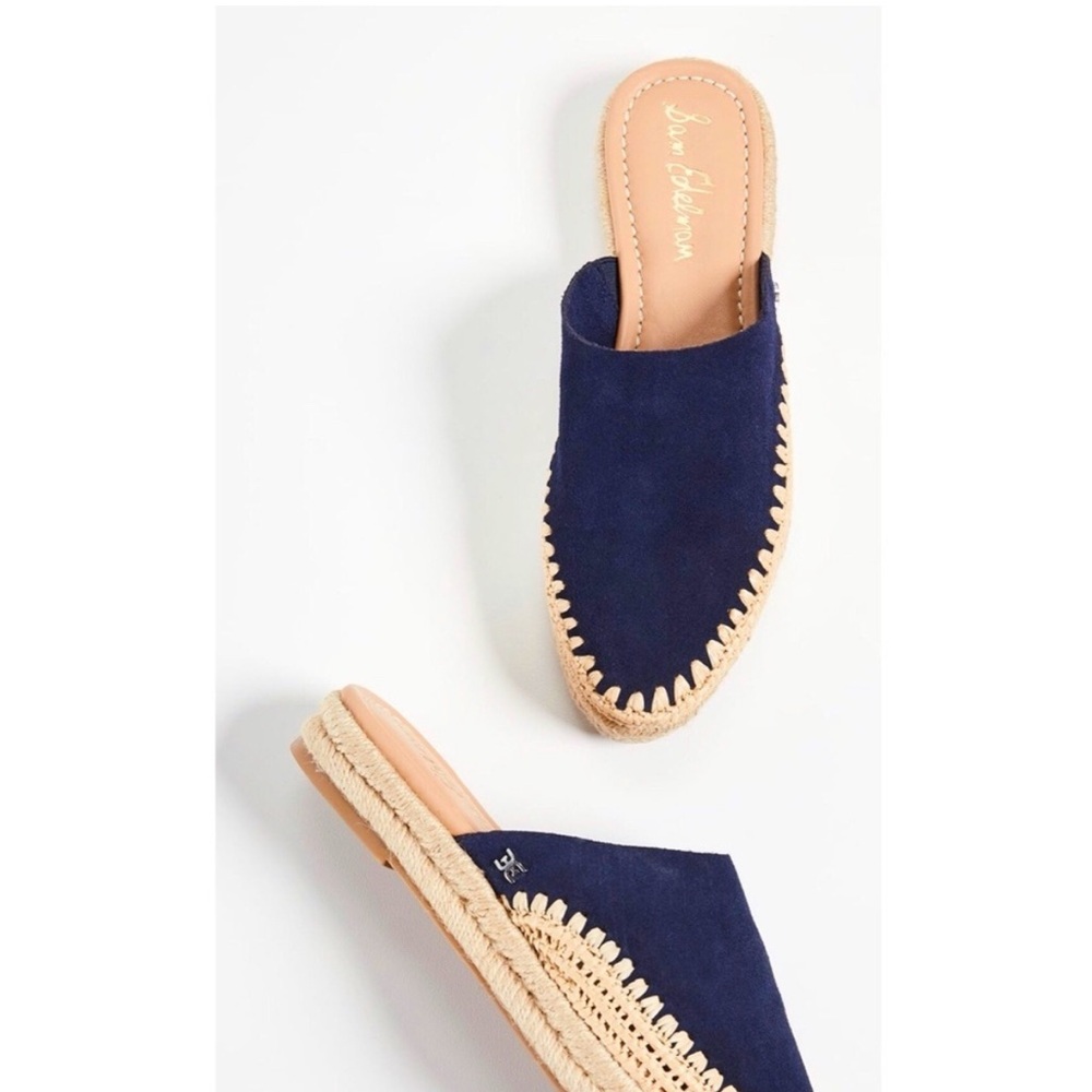 Sam Edelman “Austin” Navy Blue Suede Espadrille Mules Slides Shoes 7.5 - Picture 3 of 8